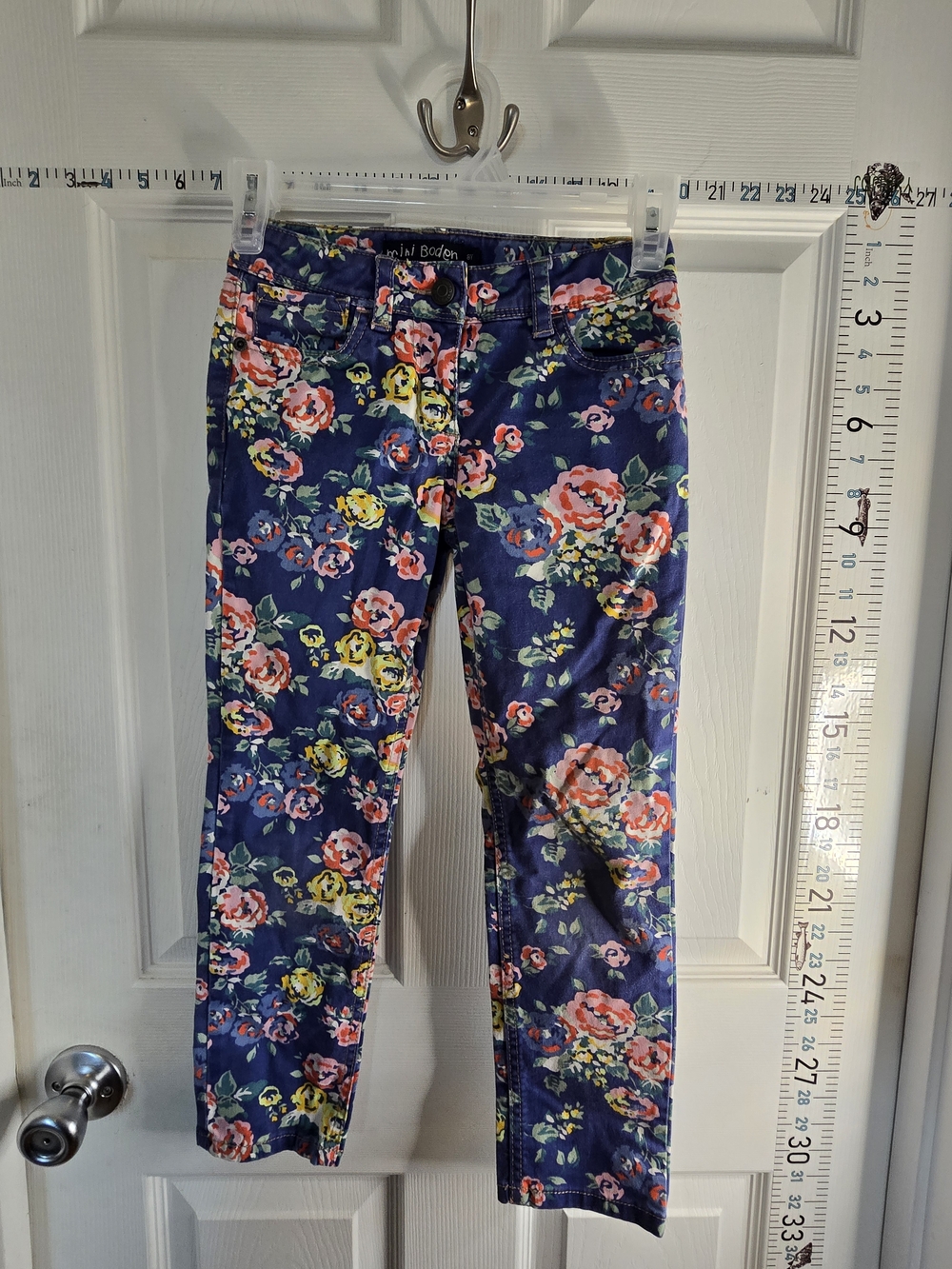 Mini Boden Girls Floral Skinny Jeans Blue Multicolor Size 7Y
